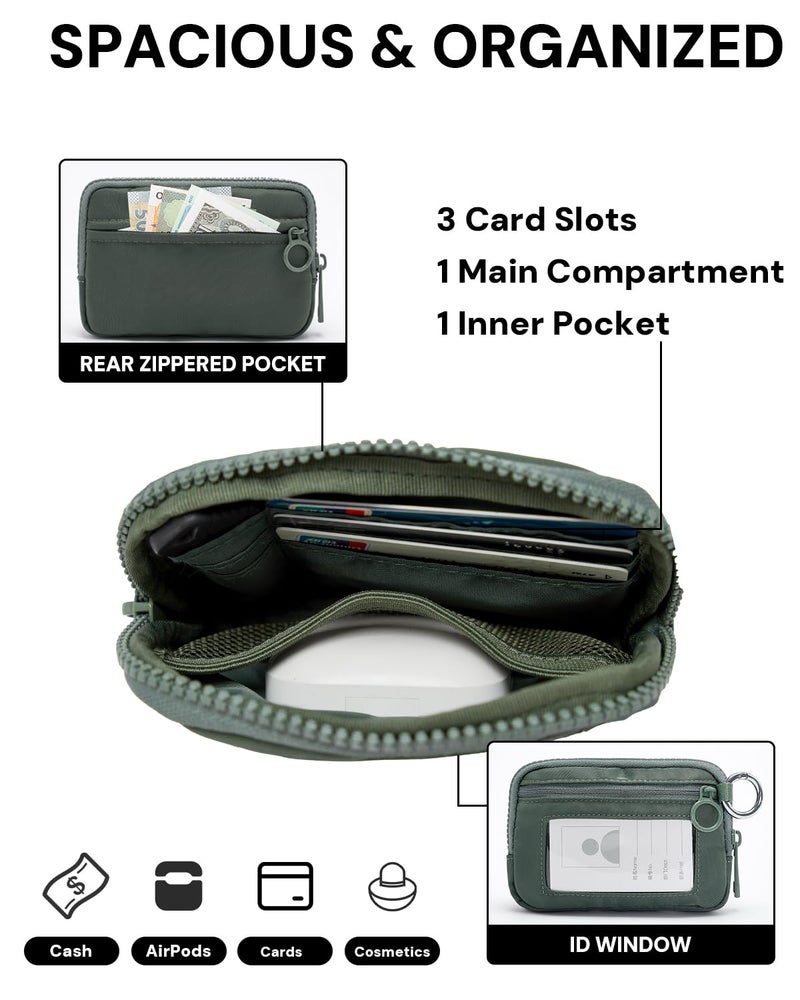 YDF The Iris Wallet for Women Mini Zip Card Case with Clear ID Window Zipper Coin Purse Lightweight Portable Keychain Wallet - Image 4