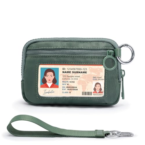 YDF The Iris Wallet for Women Mini Zip Card Case with Clear ID Window Zipper Coin Purse Lightweight Portable Keychain Wallet - Image 1