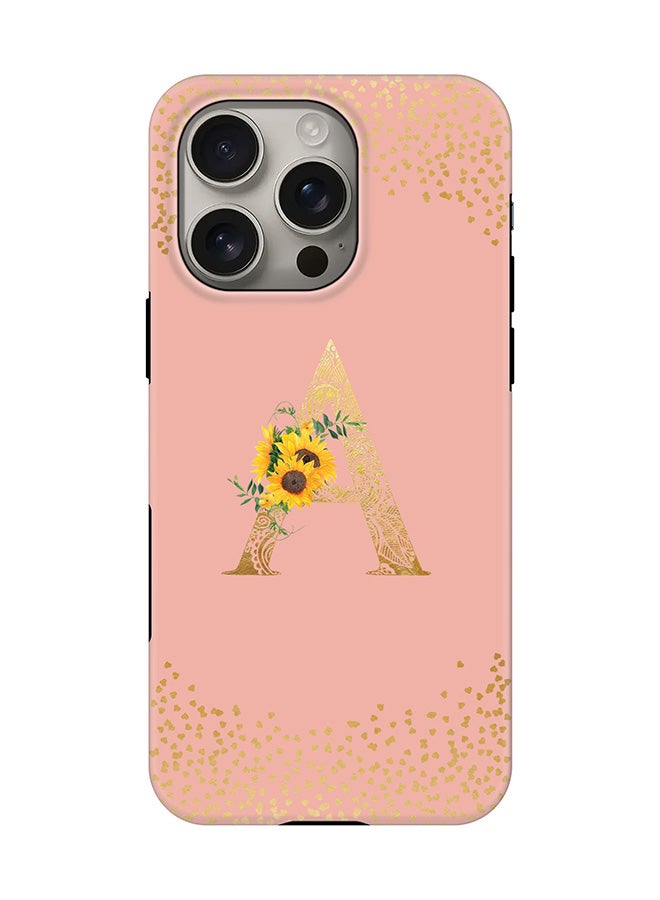 Stylizedd Tough Pro Magnetic Case for iPhone 16 Pro, Dual Layer hybrid PC + TPU Mobile Cover Matte - Custom Floral Monogram - A  (Rose Pink ) - Image 1