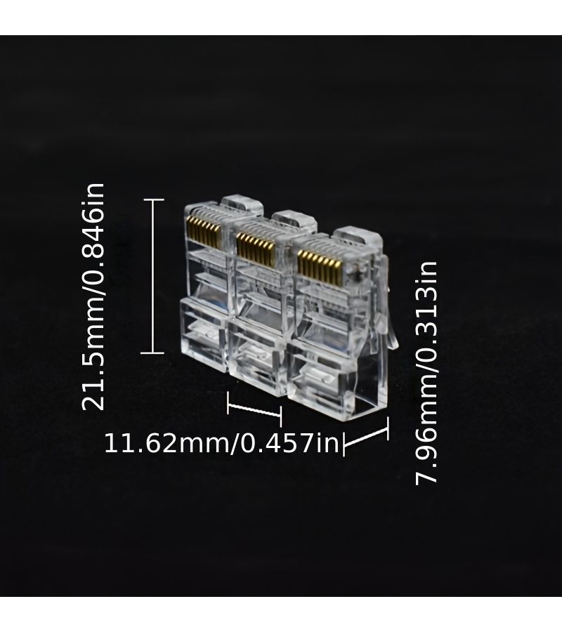 120 قطعة موصل RJ45 من نوع Cat5e UTP للضغط عبر العالمي مع تمرير الكابل - Image 3