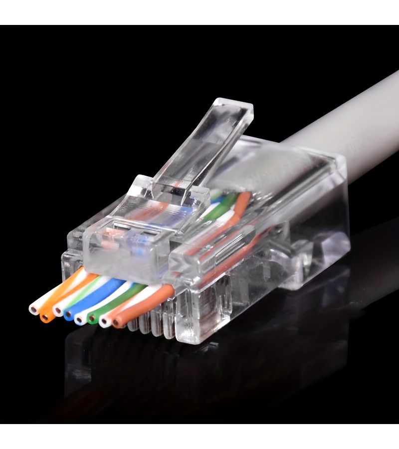 120 قطعة موصل RJ45 من نوع Cat5e UTP للضغط عبر العالمي مع تمرير الكابل - Image 1