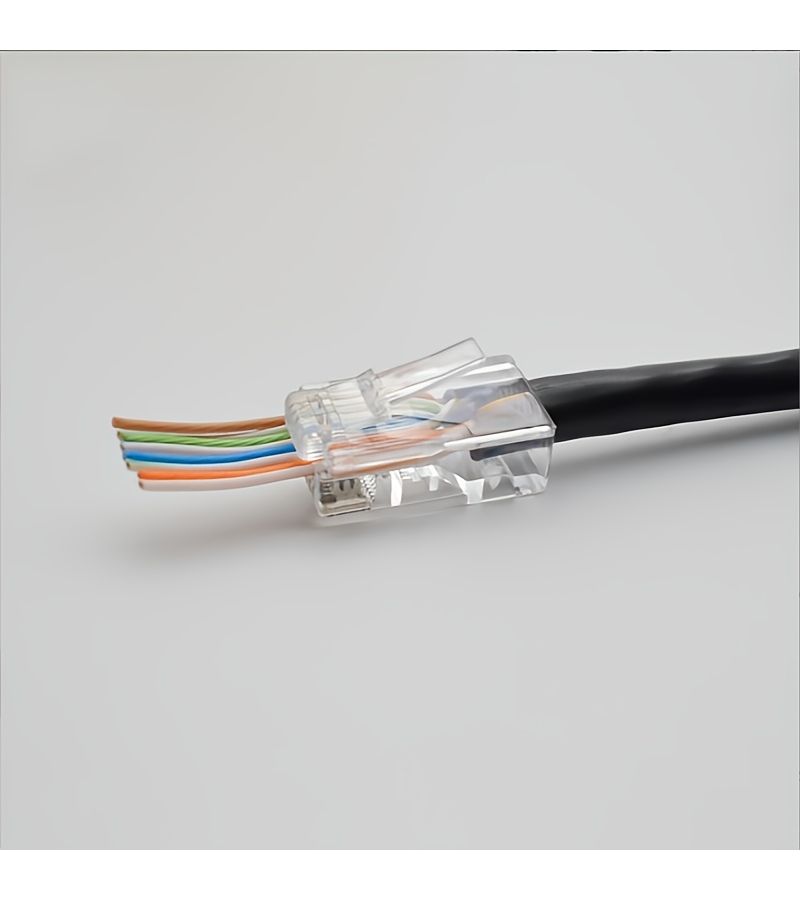 120 قطعة موصل RJ45 من نوع Cat5e UTP للضغط عبر العالمي مع تمرير الكابل - Image 4