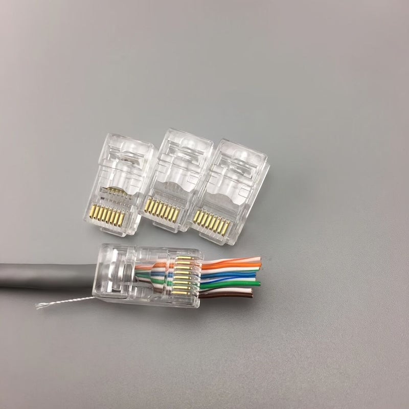 120 قطعة موصل RJ45 من نوع Cat5e UTP للضغط عبر العالمي مع تمرير الكابل - Image 5