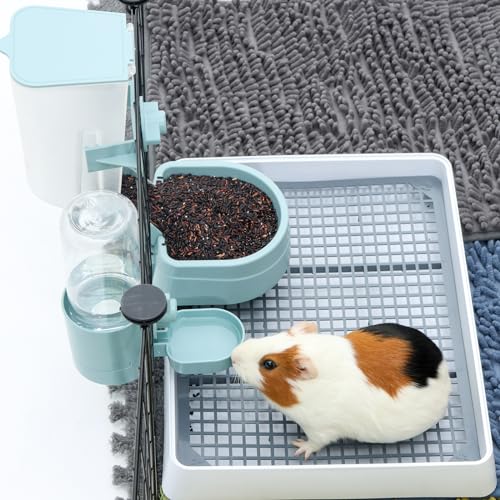 Oncpcare Rabbit Food and Water Bowl Set for Cage - Small Animal Food Dish for Rabbits, Ferrets, Cats, Birds - Image 3
