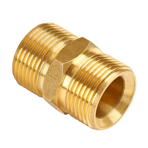 YAMATIC Pressure Washer Hose Connector, Solid Brass Double M22-14mm Male Coupler, Pressure Washer Hose Extension Adapter Fitting, 5000 PSI 1 PCS - Image 1