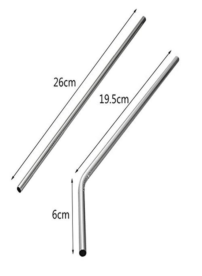 SpiderJuice Set of 6 pcs Metal Stainless Steel Strong Reusable Eco Friendly Drinking Straws Pipe with 1 pc Hard Bristles Flexible Cleaning Brush (3 Pcs Bent + 3 Pcs Straight + 1 Pc Cleaning Flexible Brush) - Image 4