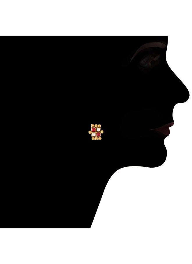 I Jewels I Jewels 18K Gold Plated Traditional Stylish Multicolour Stone Work Long Necklace With Earrings For Women & Girls (MC041Q)  - Image 5
