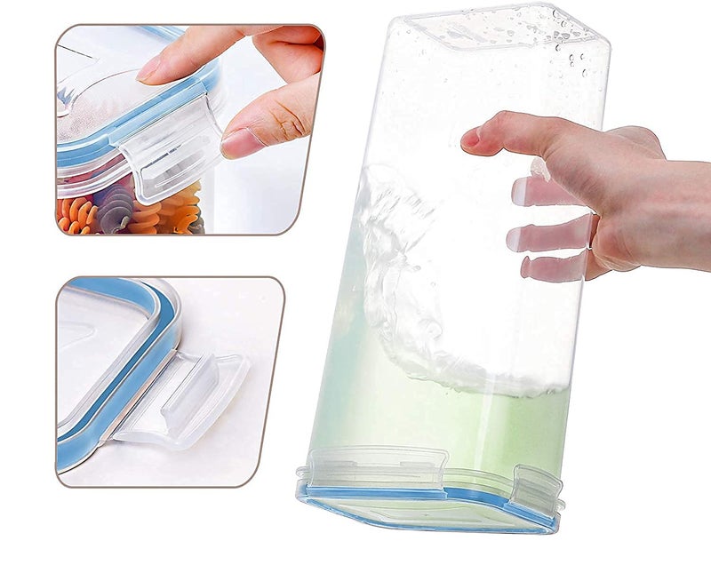 SQINELLI AirTight Container for Kitchen Storage Set Lock Fresh Plastic Fridge Container and Jars set of 21L Food grade and BPA free with Lock Seal Lid Containers Clear 1000ml Pack of 2 - Image 4