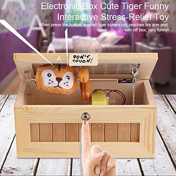 Sunisfa Wooden USB Electronic Box Cute Tiger Funny Interactive Stress Relief Toy Gift Desk Decoration - Image 2