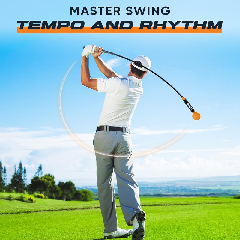 Yes4All أداة تدريب تأرجح الجولف Yes4All لتحسين الإيقاع والمرونة والتوازن والسرعة والقوة (برتقالي) - Image 4