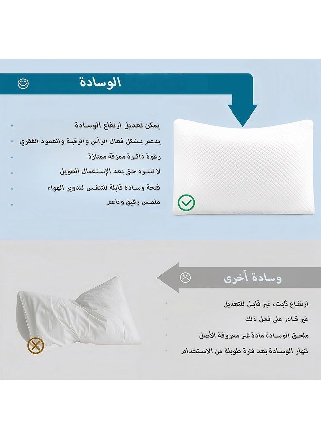 Brinaoki Premium Pillow for Sleeping - Shredded Memory Foam Fill [Adjustable Loft] Washable Cover from Bamboo Derived Rayon - for Side, Back, Stomach Sleepers - 45x65cm 2pc  - Image 3