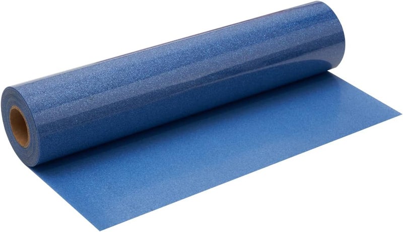 FANSGUAR Royal Blue Glitter HTV Roll -12" x10ft Iron on Heat Transfer Vinyl for DIY Shirts Gifts - Image 1