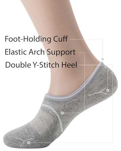 Pro Mountain No Show Socks Unisex Wide Toe Box For Health Y Heel Forefoot Size L Grey 4 Pack Cotton Cushion Footies Sneakers US Women 10-12 Men 9-11 - Image 4