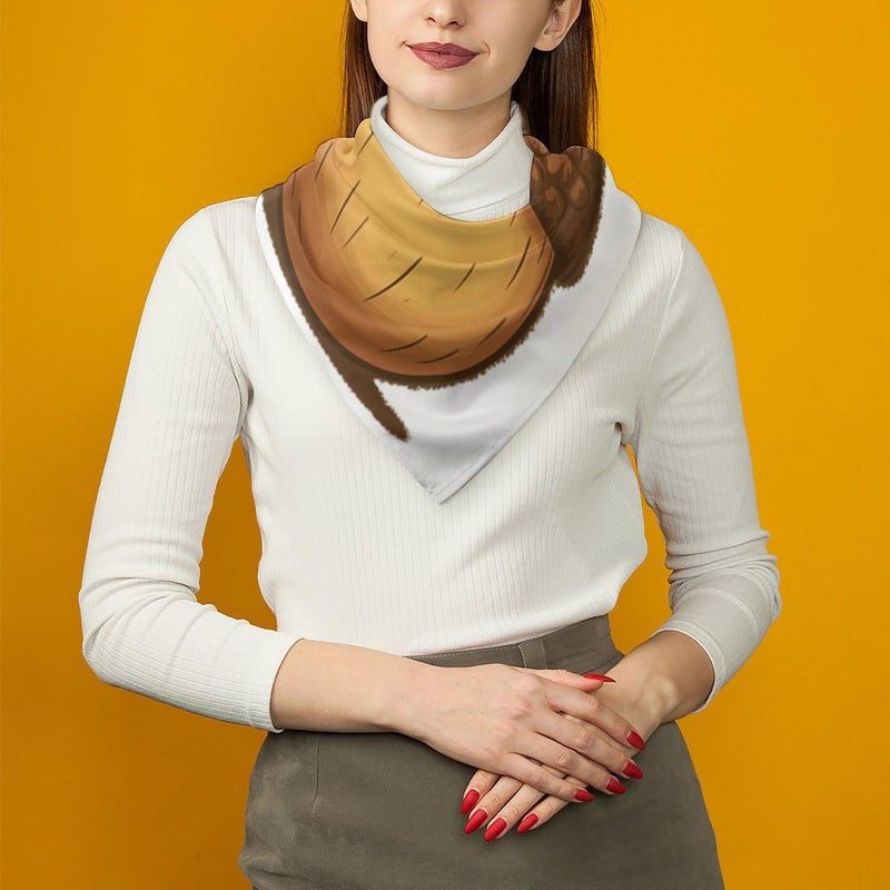 Lightweight Satin Square Scarf For Women Acorn Cartoon Bandana Neck Hair Wrap - Image 4