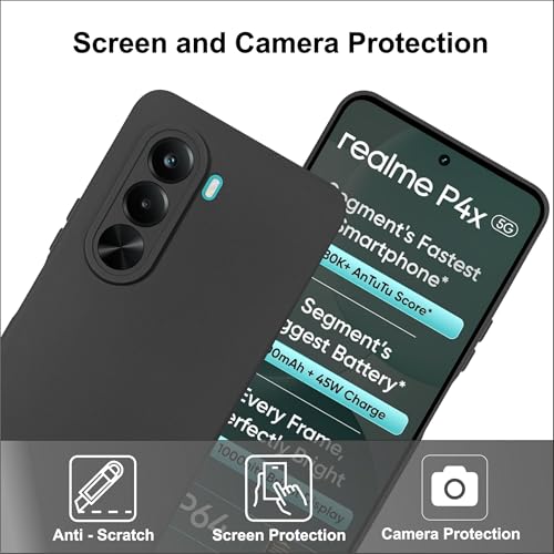 SBMS Silicone Back Cover Case for Realme P4X 5G | Soft Micro-Fibre Lining Inside | Camera Protection Bump | Shockproof Back Cover Case for Realme P4X 5G (Candy Cloth_Black) - Image 2