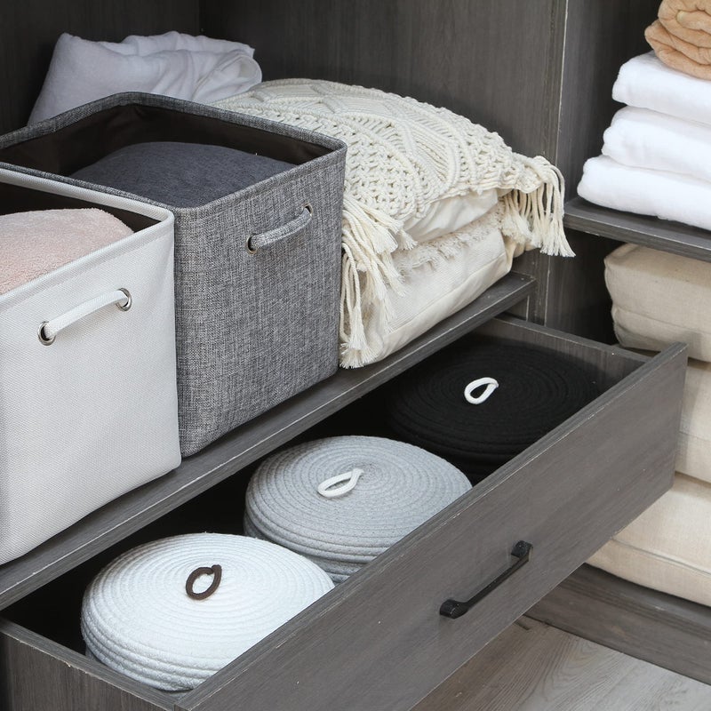 Sea Team Round Cotton Rope Storage Basket with Lid, Decorative Woven Storage Bin, Pot, Caddy, Organizer, Container for Snacks, Towels, Plants, 10 x 4.5 Inches (Small, Shallow, Grey) - Image 4