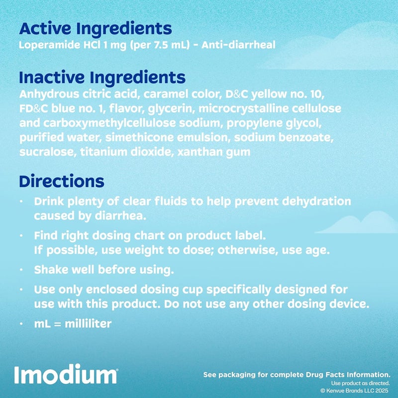 IMODIUM دواء مضاد للإسهال للأطفال A-D سائل مع لوبيراميد HCl، محلول فموي لعلاج أعراض الإسهال والتحكم فيها للأطفال من عمر 6 سنوات فما فوق، بنكهة النعناع، 4 أونصات سائلة - Image 5