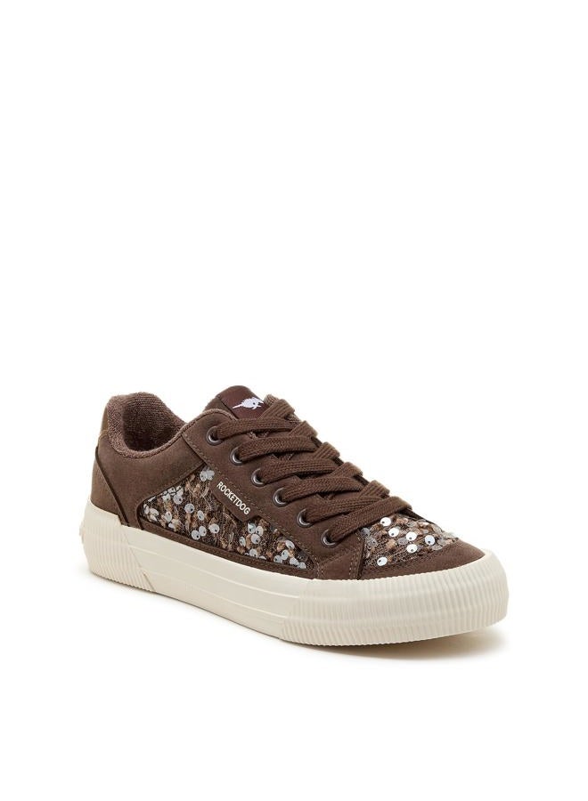 Rocket Dog Women's Cheery Comfort Plush Foam Sneaker, Sequins Brown, 11 - Image 1