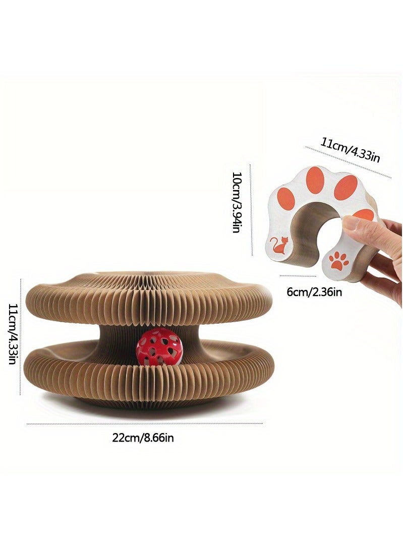 1 Pcs Kitty Kurlz Cat Toy, Magic Organ Cat Scratch Board, Foldable Cat Accordion Toy, Magic Cat Scratching Board, Interactive Scratch Pad with a Ball, Cat Scratchers for Physical Exercise Cats Indoor - Image 2