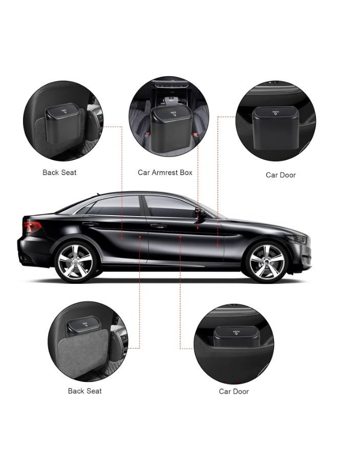 2 Packs mini Car Trash Can Bin with Lid and 150pcs trash bags,Leakproof Car Vehicle Trash Can Bin,Car Garbage Trash Can Storage for Front Back Seat Accessories for Office Bedroom Home(Black) - Image 3