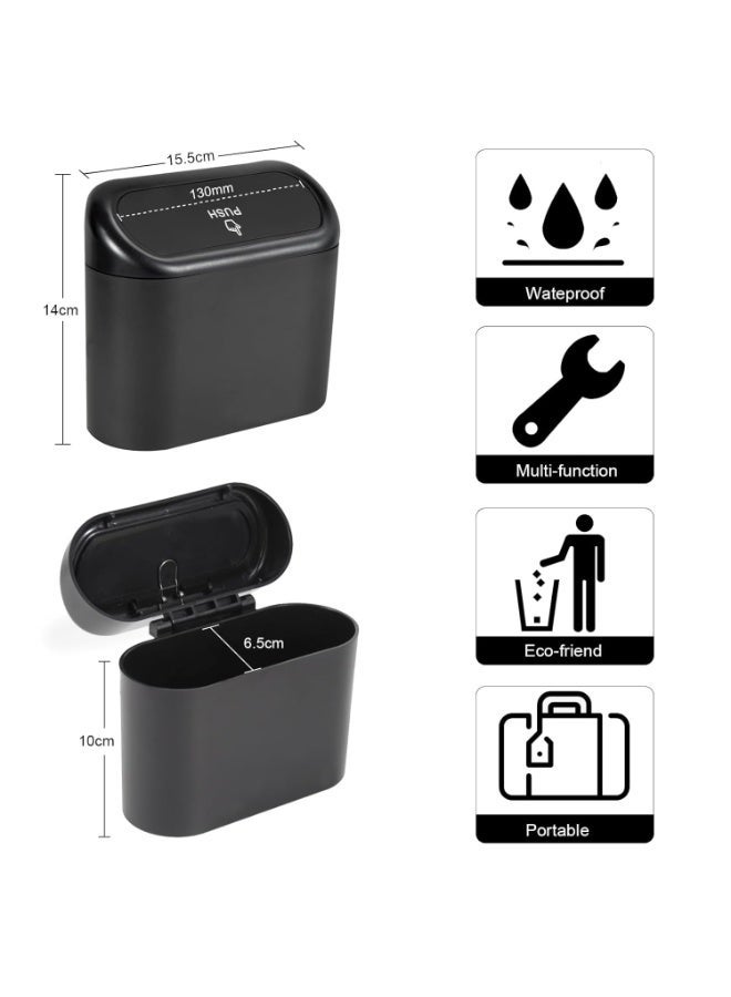 2 Packs mini Car Trash Can Bin with Lid and 150pcs trash bags,Leakproof Car Vehicle Trash Can Bin,Car Garbage Trash Can Storage for Front Back Seat Accessories for Office Bedroom Home(Black) - Image 2