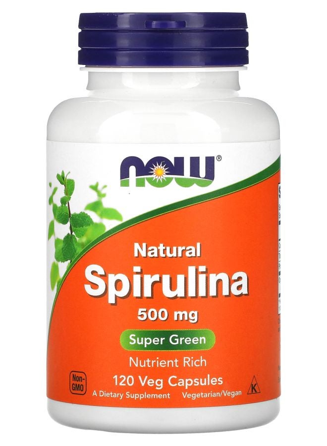 now Natural Spirulina 500 mg 120 Veg Capsules