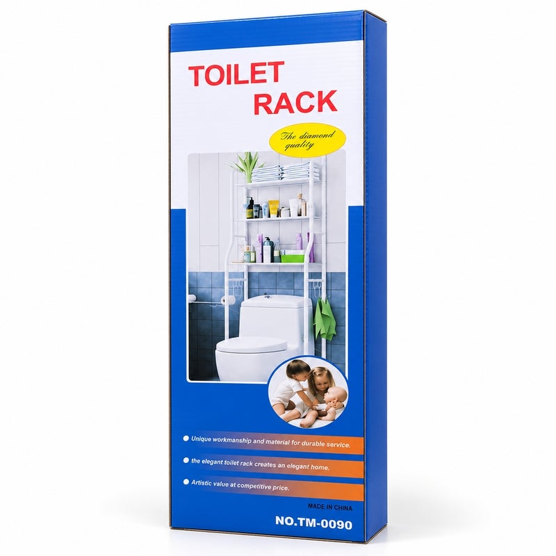 Over Toilet Storage Rack with 3 Shelves and Side Holders White - 14-16 - Image 5