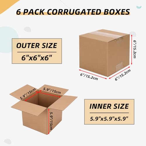 ZBEIVAN Shipping Boxes Mailers 6x6x6 inches Corrugated Cardboard Small Packing Kraft Moving Mailing Box Pack of 6 - Image 3