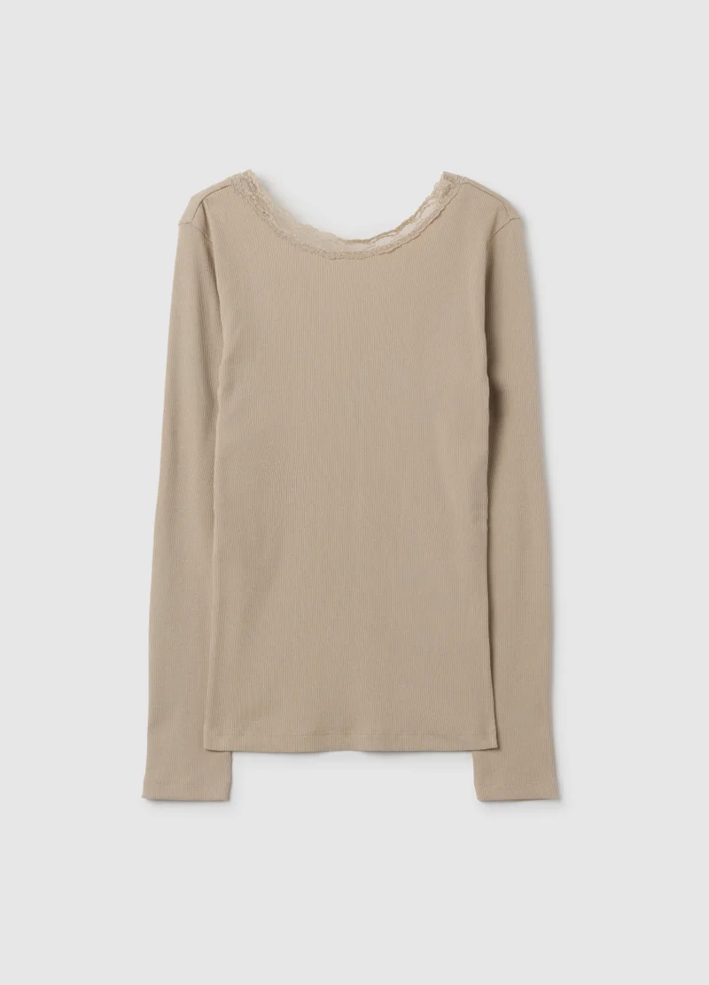 Ovs BEIGE PURE COTTON REGULAR FIT JUMPER