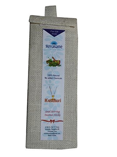 suvasane Suvasane Kasturi Fragrance Pure Natural Agarbatti 48 Sticks No Added Chemicals No Charcoal No Synthetics Chemicals 8 Packs of 6 Sticks Each Brown 9 Sticks in Jute Bag  - Image 1