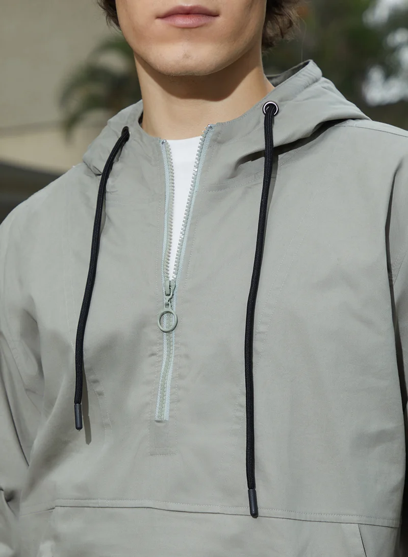 كامبوس سوترا Men's Coin Grey Half-Zip Utility Jacket