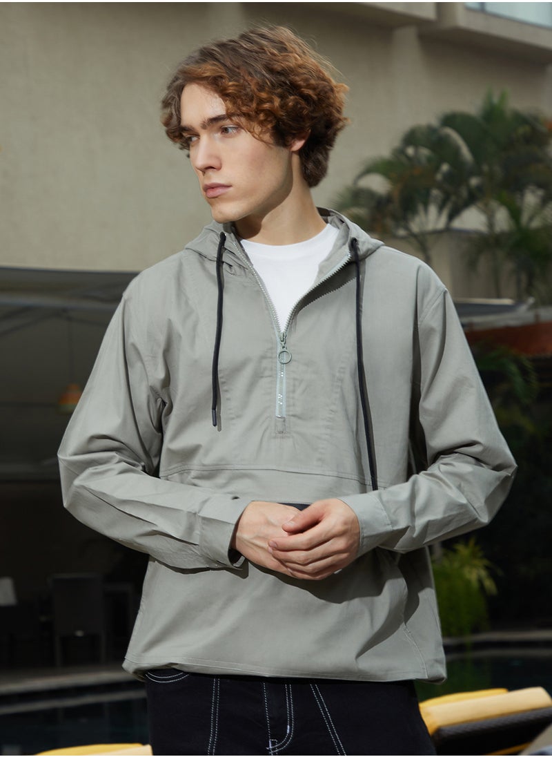 كامبوس سوترا Men's Coin Grey Half-Zip Utility Jacket  - Image 3