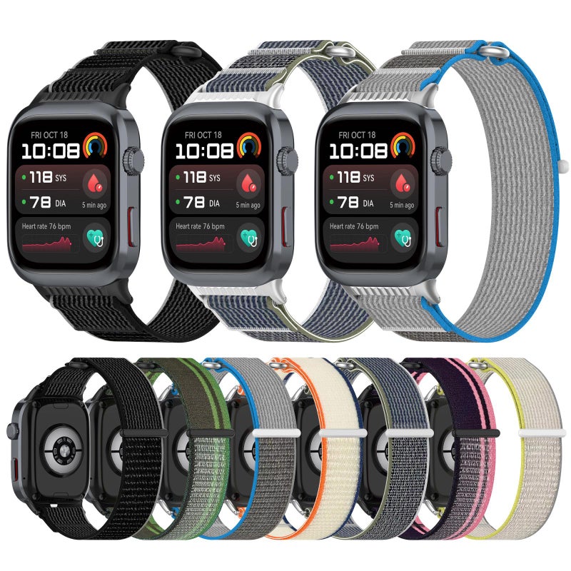 إيروريكس سوار ساعة هواوي واتش دي 2 من النايلون مزود بخطاف وحلقة (أسود ورمادي) - Image 4