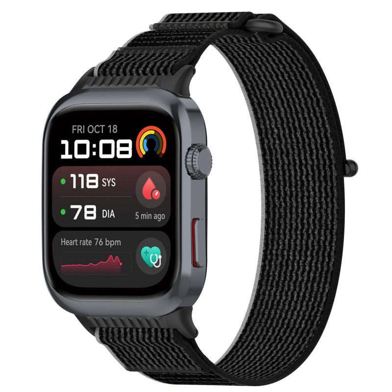 إيروريكس سوار ساعة هواوي واتش دي 2 من النايلون مزود بخطاف وحلقة (أسود ورمادي) - Image 1