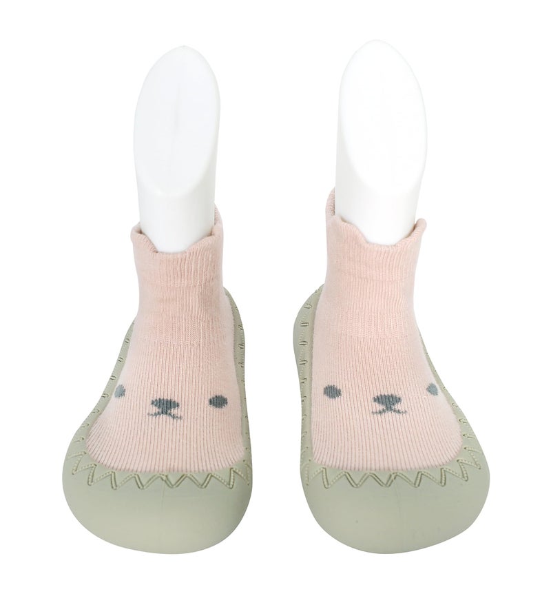 Infantso Teddy Toes Anti-Skid Cotton Baby Socks Shoes with Lightweight Soft Sole for New Born 0-2 Years, Ankle Socks for Infants Shower Gifts, Walking Baby Sneakers 12-18 M - Image 1