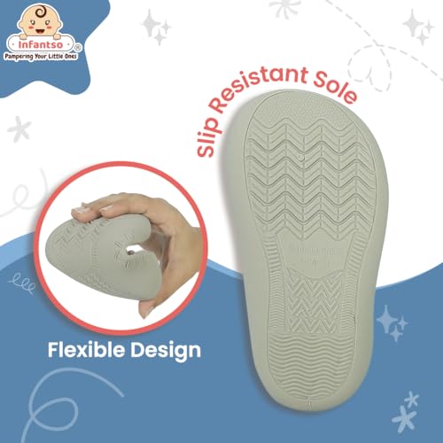 Infantso Teddy Toes Anti-Skid Cotton Baby Socks Shoes with Lightweight Soft Sole for New Born 0-2 Years, Ankle Socks for Infants Shower Gifts, Walking Baby Sneakers 12-18 M - Image 5
