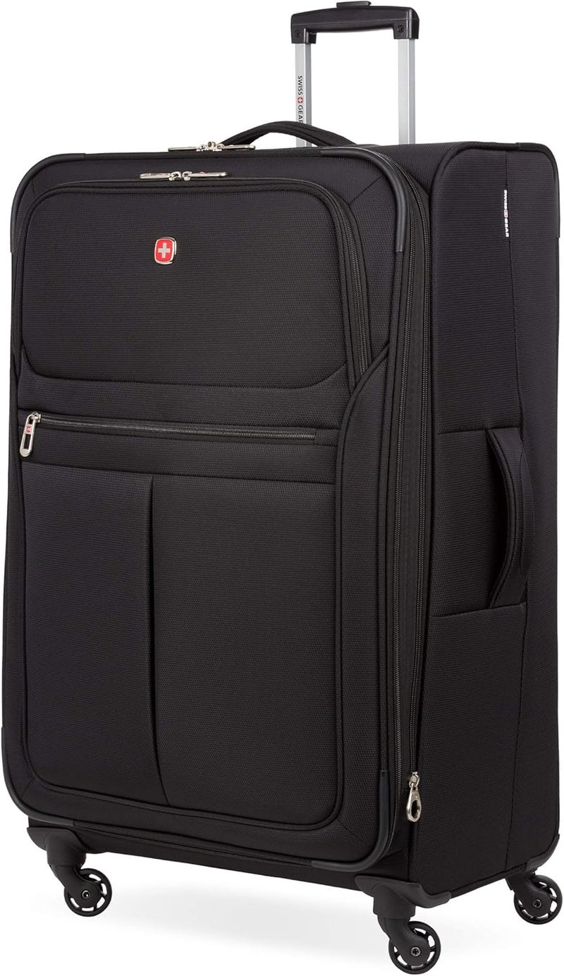 SwissGear 4010 Softside Luggage with Spinner Wheels Black CheckedLarge 27Inch