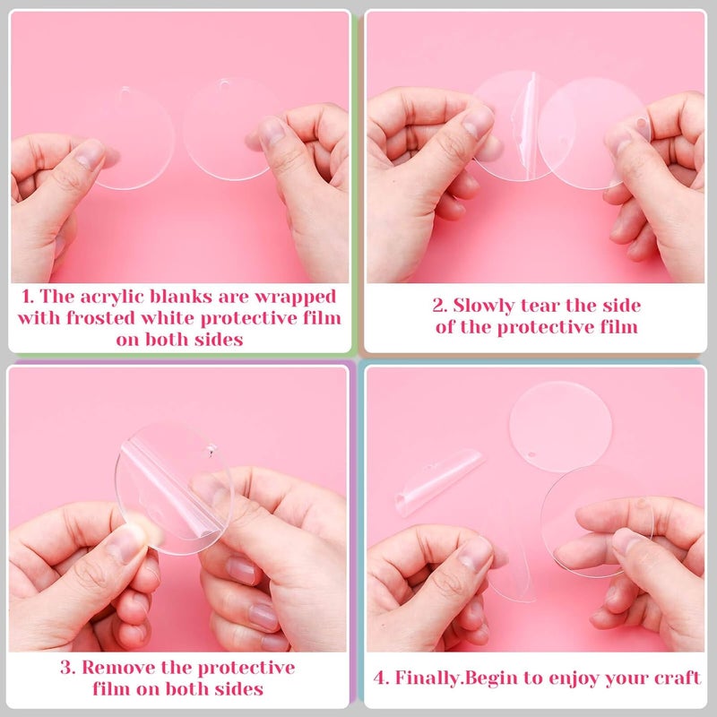 Audab Acrylic Keychain Blanks (108 pcs) - Including Acrylic Ornament Blanks, Gold Key Chain Rings and Jump Rings for DIY Projects - Image 4