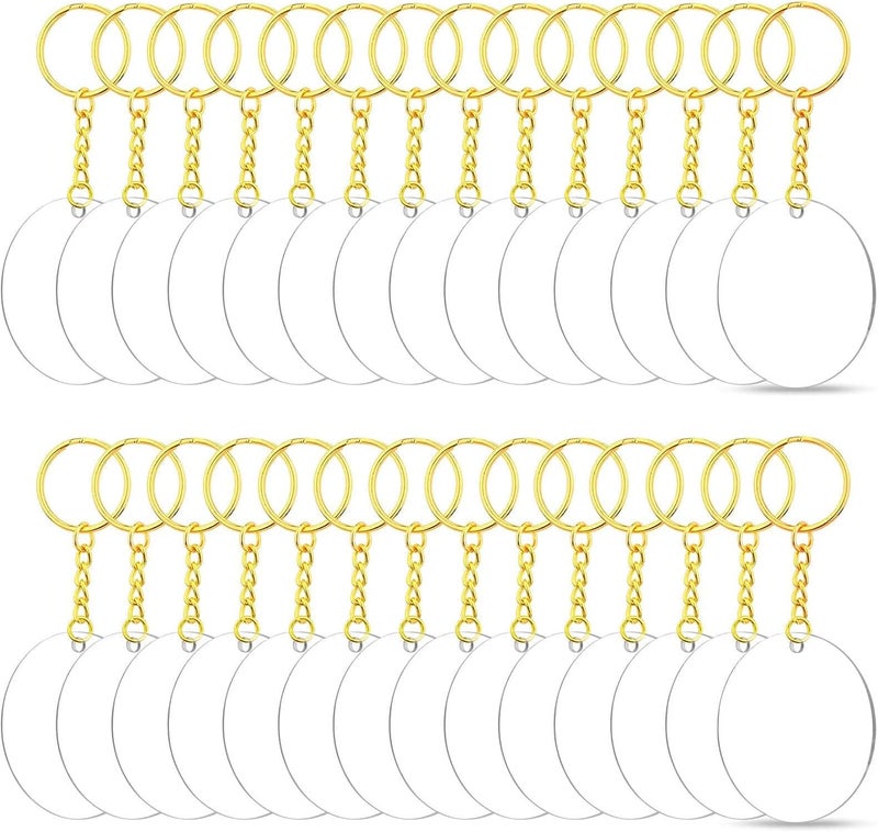 Audab Acrylic Keychain Blanks (108 pcs) - Including Acrylic Ornament Blanks, Gold Key Chain Rings and Jump Rings for DIY Projects - Image 1