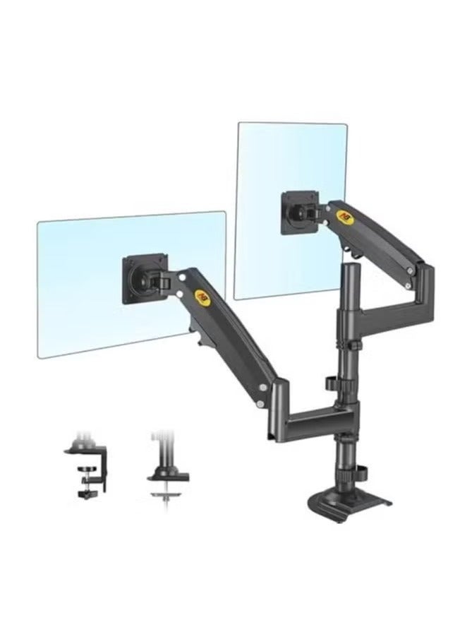 NB H180 Dual Screen Desktop Mount – Adjustable Monitor Arm for 22" to 32" Screens – Ergonomic Stand for 2 Monitors, Full Motion Swivel, Tilt, and Rotation – Black - Image 4