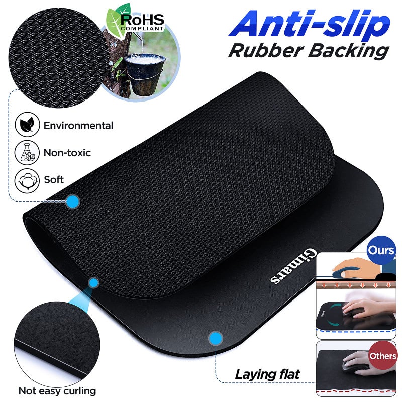 Gimars Mouse Pad with Wrist Rest, Large Smooth Superfine Fibre Memory Foam Ergonomic Mouse Pad, Comfortable Mousepad with Nonslip Base for Pain Relief, Laptop, Computer, Gaming, Office, 11 x 8.26'' - Image 5