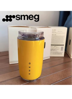 smeg 320ML Beverage Cup Travel Portable Car Drinking Cup Stainless Steel Vacuum Leak proof 320ML Coffee Thermos（yellow）  - Image 1