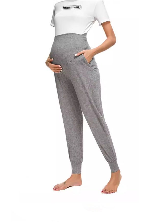 Beauenty - Women's Maternity Pants Over Belly Lounge Pajamas Clothes Pregnancy Must Haves Joggers with Pockets - Image 1