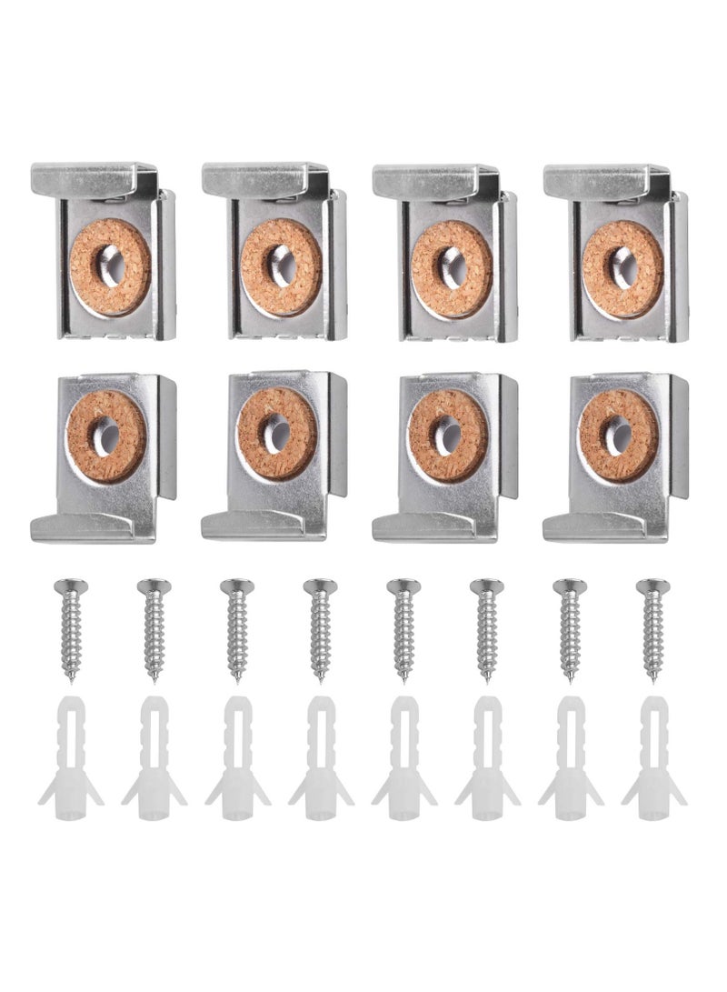 SANMUGEED 8Pcs Premium Mirror Clips Mirror Brackets Frameless Mirror Glass Wall Hanging Fixing Kit, Mirror Hanger Clips, Suitable for Bathroom Living Room Public Places  - Image 1