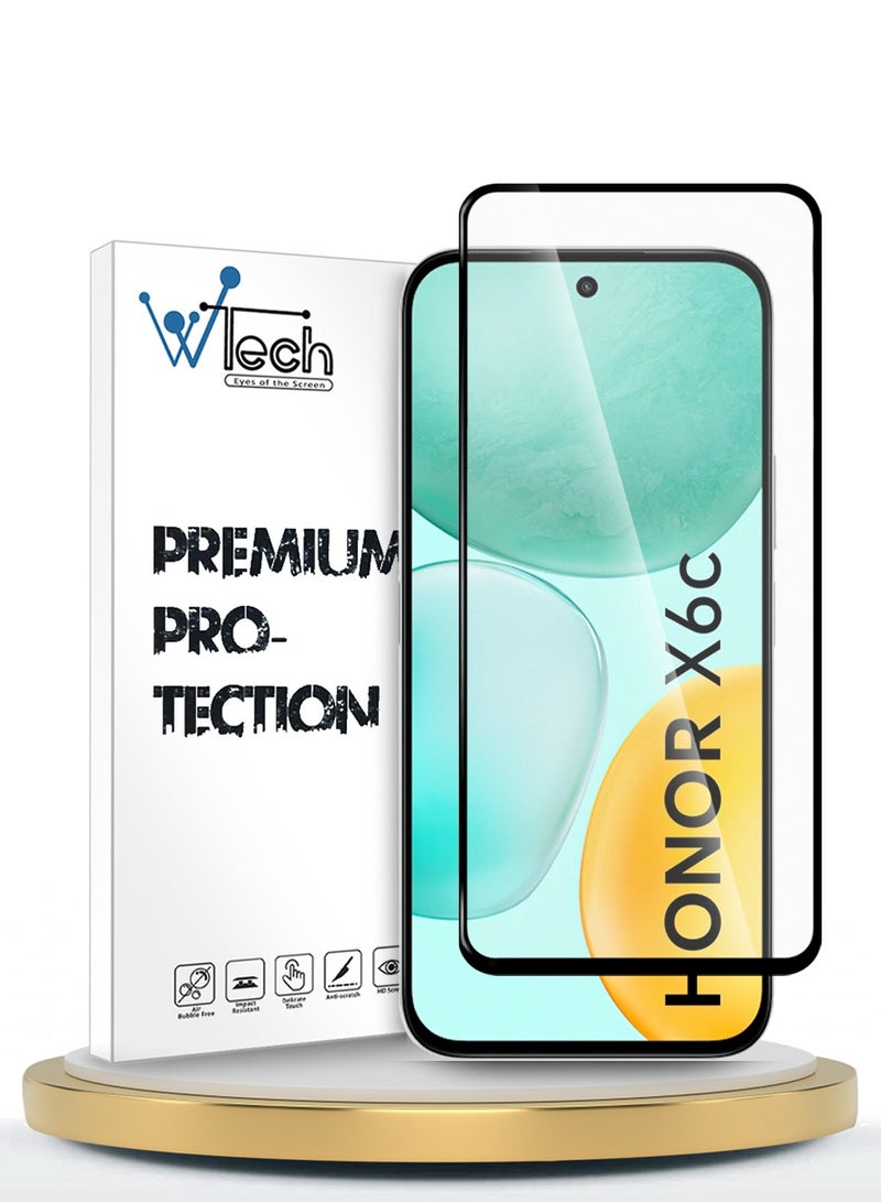 Wtech Honor X6c 4G 2025 Premium E2E Series Full Glue Full Cover Tempered Glass Screen Protector (MSGECN) - Clear/Black - Image 1