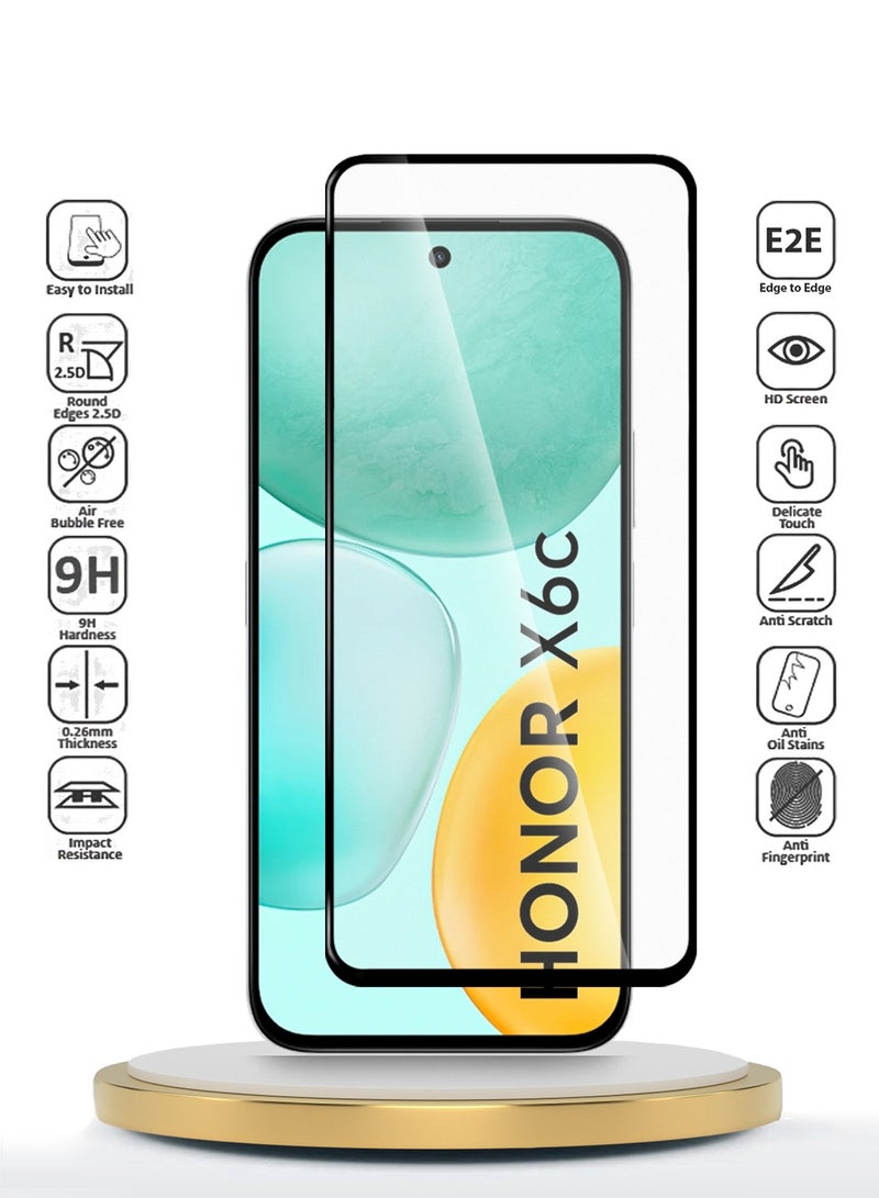 Wtech Honor X6c 4G 2025 Premium E2E Series Full Glue Full Cover Tempered Glass Screen Protector (MSGECN) - Clear/Black - Image 2
