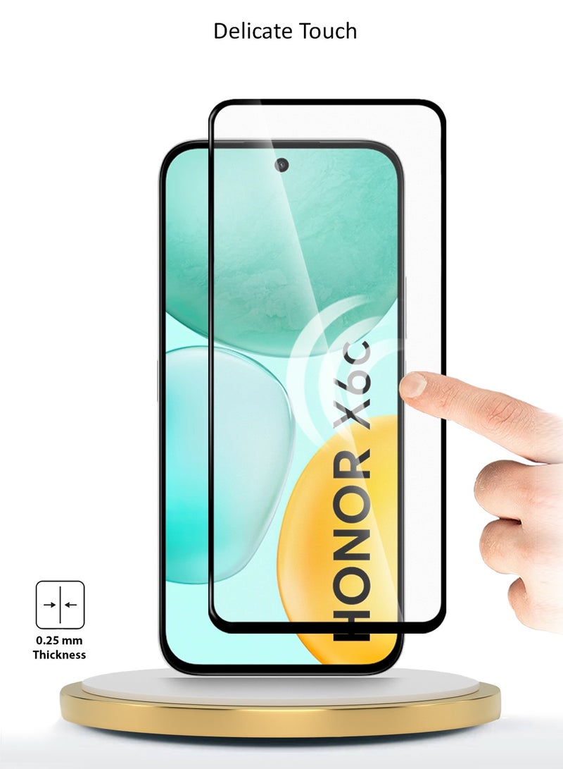 Wtech Honor X6c 4G 2025 Premium E2E Series Full Glue Full Cover Tempered Glass Screen Protector (MSGECN) - Clear/Black - Image 3