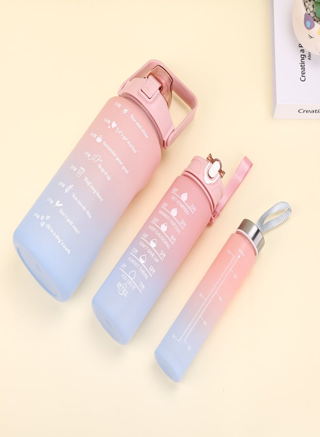 3pcs Stay Hydrated Anywhere: Portable Leakproof Water Bottle With Time Marker & Lanyard Reusable - Image 5