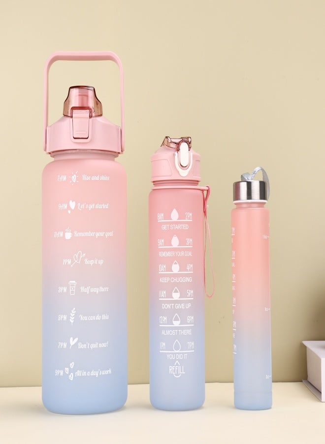 3pcs Stay Hydrated Anywhere: Portable Leakproof Water Bottle With Time Marker & Lanyard Reusable - Image 4