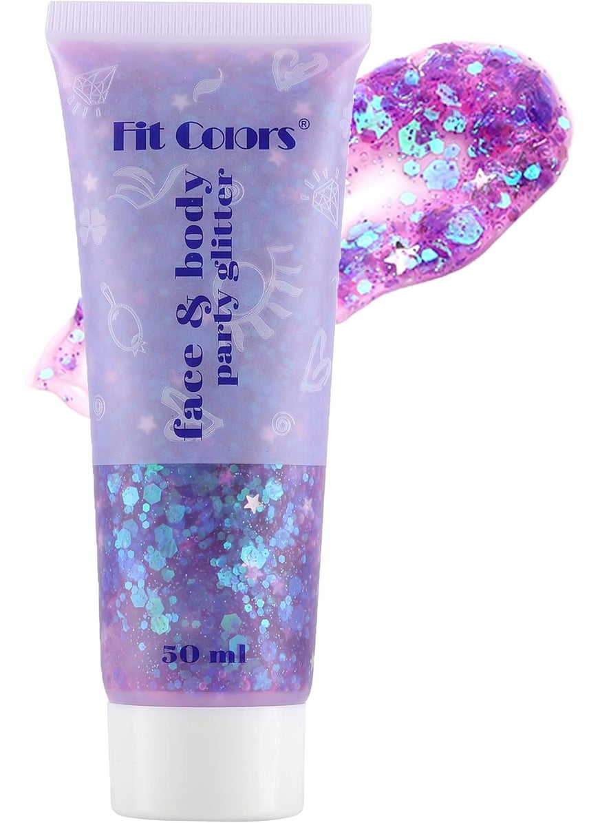 CCbeauty - CCbeauty Purple Body Glitter,Face Glitter Gel,Singer Concerts Music Festival Rave Accessories,Sequins Glitter Face Paint,Chunky Glitter for Eye Lip Hair,Sparkling Holographic Gel for Women,50ml - Image 1